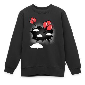 Nuages Nuage Ballons Célestes Ballon Vol - Sweat Premium enfant bio - noir - Devant - AI Model Kid Female (0cm)