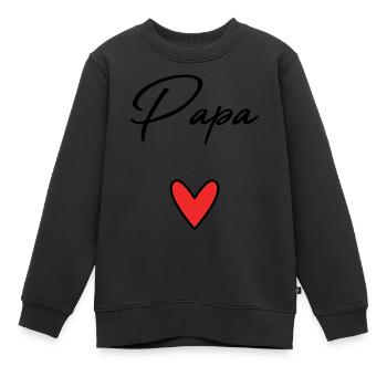 PAPA. VATERTAG. FROHER VATERTAG. ALLES GUTE ZUM GEBURTSTAG. - Kinder Premium Organic Sweatshirt - Schwarz - Vorne - AI Model Kid Female (0cm)