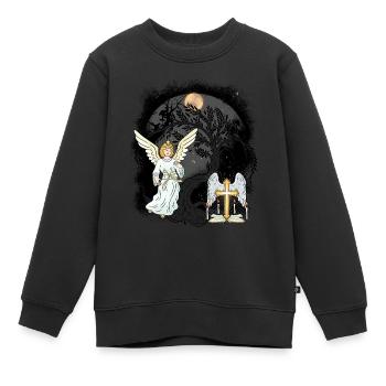 Mystisch Engel Kreuz Kreuze Kruzifix spirituell - Kinder Premium Organic Sweatshirt - Schwarz - Vorne - AI Model Kid Female (0cm)