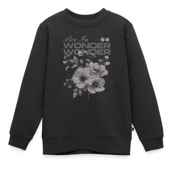 Vivre dans l’émerveillement Art floral botanique - Sweat Premium enfant bio - noir - Devant - AI Model Kid Female (0cm)