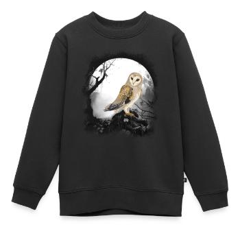 hibou mystique hiboux habitants de la forêt conte de fées enfant - Sweat Premium enfant bio - noir - Devant - AI Model Kid Female (0cm)