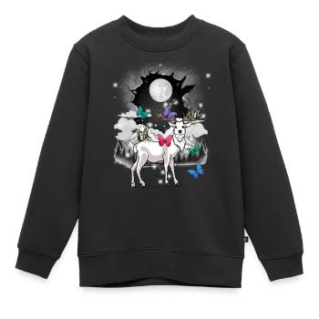 mystisch Hirsch Hirsche Rehbock Vollmond Natur - Kinder Premium Organic Sweatshirt - Schwarz - Vorne - AI Model Kid Female (0cm)