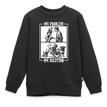 Refuge pour animaux Mon problème Mon pictogramme Papa Maman - Sweat Premium enfant bio - noir - Devant - AI Model Kid Female (0cm)