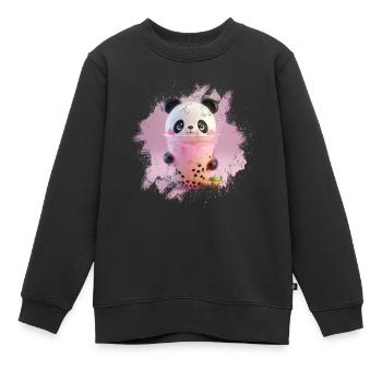 Thé à bulles Boba BubbleTea Kawaii Japan Tea Kpop - Sweat Premium enfant bio - noir - Devant - AI Model Kid Female (0cm)