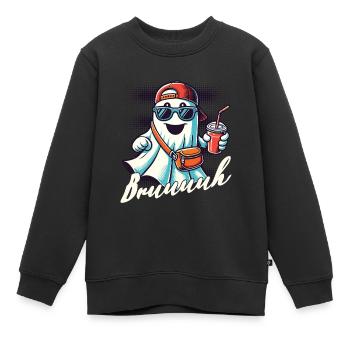 Unheimliches Halloween Gespenst Bruh - Kinder Premium Organic Sweatshirt - Schwarz - Vorne - AI Model Kid Female (0cm)