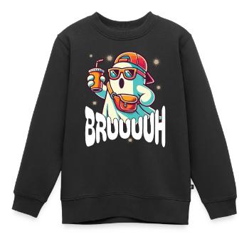 Unheimliches Halloween Gespenst Bruh - Kinder Premium Organic Sweatshirt - Schwarz - Vorne - AI Model Kid Female (0cm)
