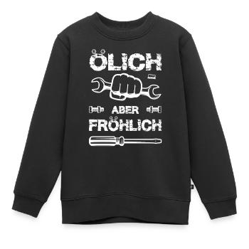 Ölich aber fröhlich Schrauber Mechaniker ölig - Kinder Premium Organic Sweatshirt - Schwarz - Vorne - AI Model Kid Female (0cm)