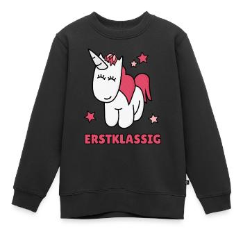 Erstklassig Erste Klasse Einhorn - Kinder Premium Organic Sweatshirt - Schwarz - Vorne - AI Model Kid Female (0cm)