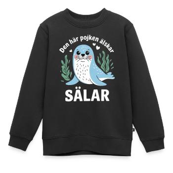 Den här pojken älskar sälar sälmotiv för pojkar - Kinder Premium Organic Sweatshirt - Schwarz - Vorne - AI Model Kid Female (0cm)