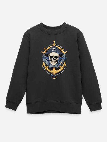 Drapeaux de pirate crâne Jolly Roger costume de pirate - Sweat Premium enfant bio - noir