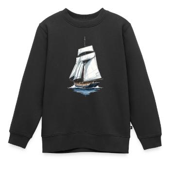 Aventure en voilier en haute mer - Sweat Premium enfant bio - noir - Devant - AI Model Kid Female (0cm)