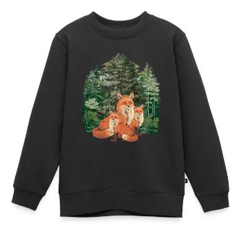 Forêt Animaux de la forêt Habitants de la forêt Renard Renards Nature - Sweat Premium enfant bio - noir - Devant - AI Model Kid Female (0cm)