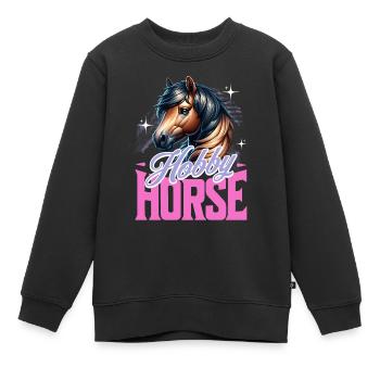 Cheval de loisir Steckenpferd - Sweat Premium enfant bio - noir - Devant - AI Model Kid Female (0cm)