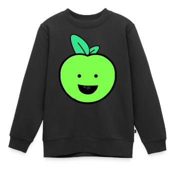 apfel smile - Kinder Premium Organic Sweatshirt - Schwarz - Vorne - AI Model Kid Female (0cm)