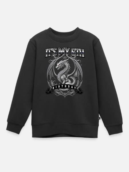 Drache 6. Geburtstag Drachen - Kinder Premium Organic Sweatshirt - Schwarz