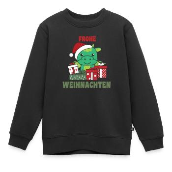 Joyeux Noël Dragon Veille de Noël Dragon - Sweat Premium enfant bio - noir - Devant - AI Model Kid Female (0cm)