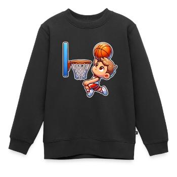 Basket-ball - Sweat Premium enfant bio - noir - Devant - AI Model Kid Female (0cm)