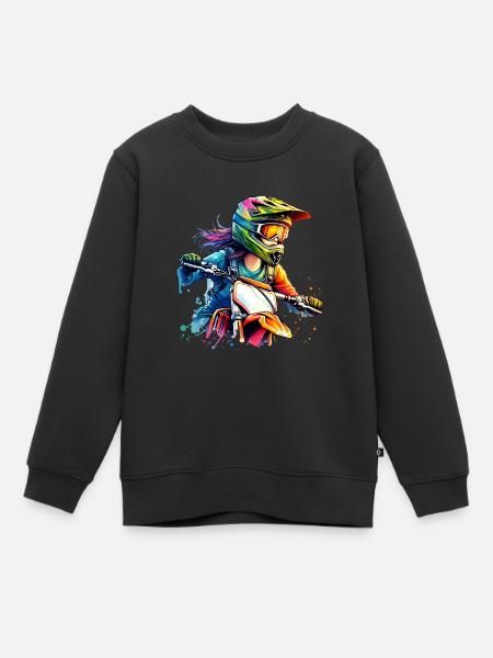 Motocross Frauen Mädchen Girl - Kinder Premium Organic Sweatshirt - Schwarz