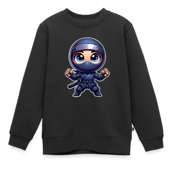 Ninja - Kinder Premium Organic Sweatshirt - Schwarz - Vorne - AI Model Kid Female (0cm)