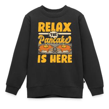 Entspannen Sie sich Der Pfannkuchen ist hier Rezepte Flapjack - Kinder Premium Organic Sweatshirt - Schwarz - Vorne - AI Model Kid Female (0cm)