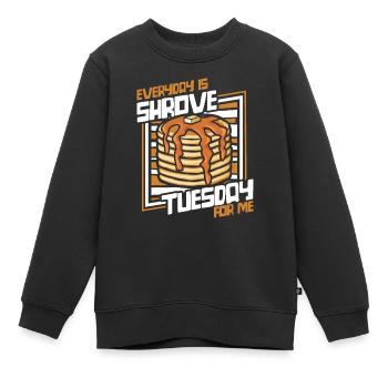 Tous les jours, c’est le mardi gras Pour moi Recettes de crêpes - Sweat Premium enfant bio - noir - Devant - AI Model Kid Female (0cm)