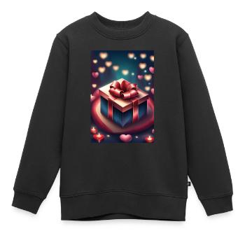 Un cadeau et beaucoup de cœurs - Sweat Premium enfant bio - noir - Devant - AI Model Kid Female (0cm)