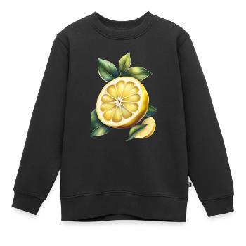 Ein gelbes Zitronen-T-Shirt-Design - Kinder Premium Organic Sweatshirt - Schwarz - Vorne - AI Model Kid Female (0cm)