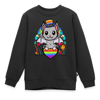 LGBT Gay Pride Fledermaus Regenbogenfahne - Kinder Premium Organic Sweatshirt - Schwarz - Vorne - AI Model Kid Female (0cm)
