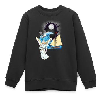 Schutzengel maritim Seemann Seefahrer Engel - Kinder Premium Organic Sweatshirt - Schwarz - Vorne - AI Model Kid Female (0cm)
