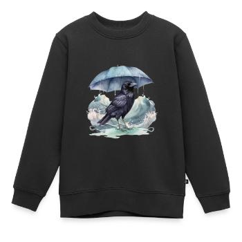 Vogel Vögel Regenschirm Wetter Küste Meer - Kinder Premium Organic Sweatshirt - Schwarz - Vorne - AI Model Kid Female (0cm)