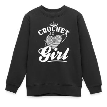 Crochet Filles Crochet Crochet - Crochet Fille - Sweat Premium enfant bio - noir - Devant - AI Model Kid Female (0cm)