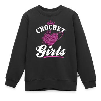 Crochet fille crochet crochet crochet - Crochet filles - Sweat Premium enfant bio - noir - Devant - AI Model Kid Female (0cm)
