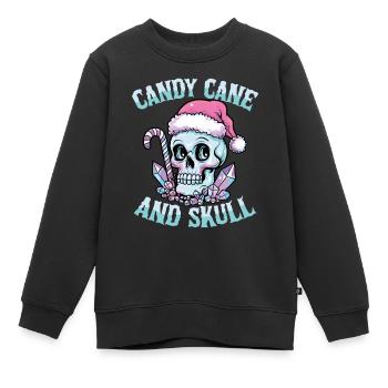 Canne De Bonbon Et Crâne Crâne Pastel Goth Crâne De Noël - Sweat Premium enfant bio - noir - Devant - AI Model Kid Female (0cm)