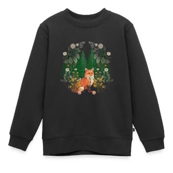 Renards, Renards, Forêt, Animaux de la forêt, Habitants de la forêt - Sweat Premium enfant bio - noir - Devant - AI Model Kid Female (0cm)