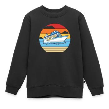 Retro Kreuzfahrtschiff Kreuzfahrt Besatzung Passagiere Kreuzfahrt - Kinder Premium Organic Sweatshirt - Schwarz - Vorne - AI Model Kid Female (0cm)