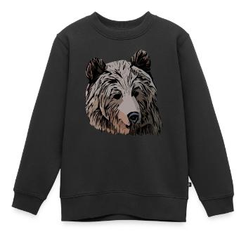 bear animal design head graphic - Kinder Premium Organic Sweatshirt - Schwarz - Vorne - AI Model Kid Female (0cm)