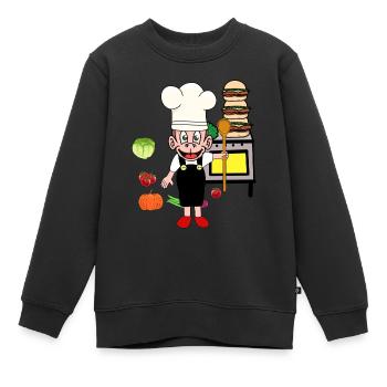 Affen Küche Koch Köche Köchin Kochkunst - Kinder Premium Organic Sweatshirt - Schwarz - Vorne - AI Model Kid Female (0cm)