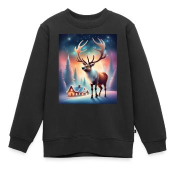 Santa Claus village reindeer - Kids Premium Organic Sweatshirt - black - Front - AI Model Kid Female (0cm)