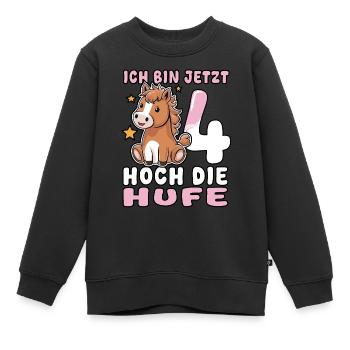 Ich bin jetzt 4 Hoch die Hufe | Pferde Mädchen - Kinder Premium Organic Sweatshirt - Schwarz - Vorne - AI Model Kid Female (0cm)