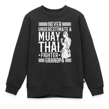 Combattant de Muay Thai Grand-père Combattant de Muay Thai - Sweat Premium enfant bio - noir - Devant - AI Model Kid Female (0cm)