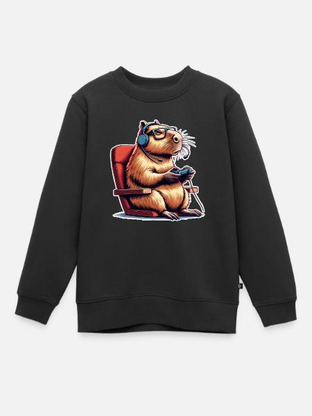 Capybara Gaming Nerd - Kinder Premium Organic Sweatshirt - Schwarz