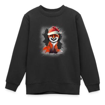 Saint-Nicolas Noël Noël Renard de Noël Enfant - Sweat Premium enfant bio - noir - Devant - AI Model Kid Female (0cm)