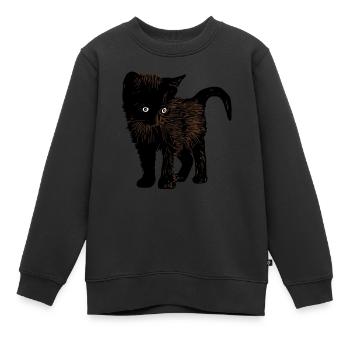 brown cat pet graphic design animal art - Kinder Premium Organic Sweatshirt - Schwarz - Vorne - AI Model Kid Female (0cm)
