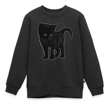 Black cat pet graphic design animal art - Kinder Premium Organic Sweatshirt - Schwarz - Vorne - AI Model Kid Female (0cm)
