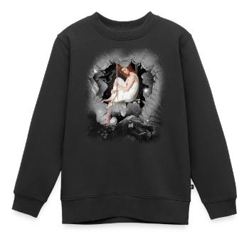 Mädchen Fau träumen Gefühle Emotionen - Kinder Premium Organic Sweatshirt - Schwarz - Vorne - AI Model Kid Female (0cm)
