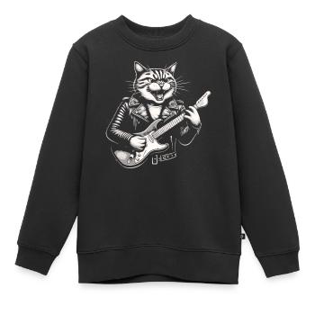 Rock Musik Katze Lustig Humor Geschenkidee - Kinder Premium Organic Sweatshirt - Schwarz - Vorne - AI Model Kid Female (0cm)