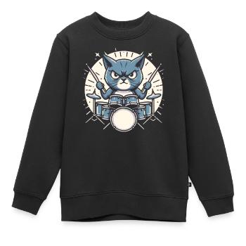 Rock Musik Katze Lustig Humor Geschenkidee - Kinder Premium Organic Sweatshirt - Schwarz - Vorne - AI Model Kid Female (0cm)