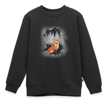 Christmas Fuchs Nikolaus Waldbewohner Santa - Kinder Premium Organic Sweatshirt - Schwarz - Vorne - AI Model Kid Female (0cm)
