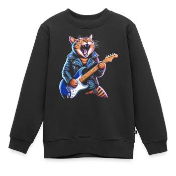 Rock Musik Katze Lustig Humor Geschenkidee - Kinder Premium Organic Sweatshirt - Schwarz - Vorne - AI Model Kid Female (0cm)