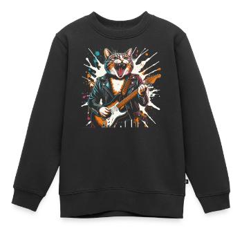 Rock Musik Katze Lustig Humor Geschenkidee - Kinder Premium Organic Sweatshirt - Schwarz - Vorne - AI Model Kid Female (0cm)